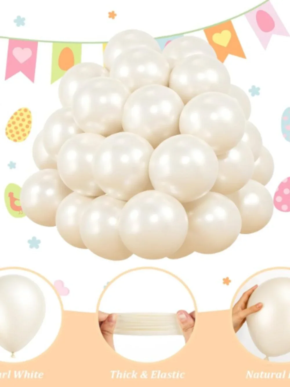 100 Pcs Pearl White Balloons 12 Inch Pearl White Latex Balloons